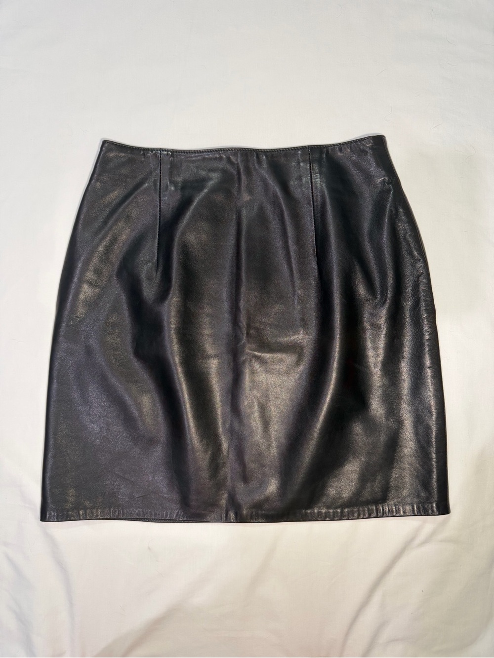 Vintage 90s Ann Taylor Genuine Leather Skirt Black Made in USA Size 8